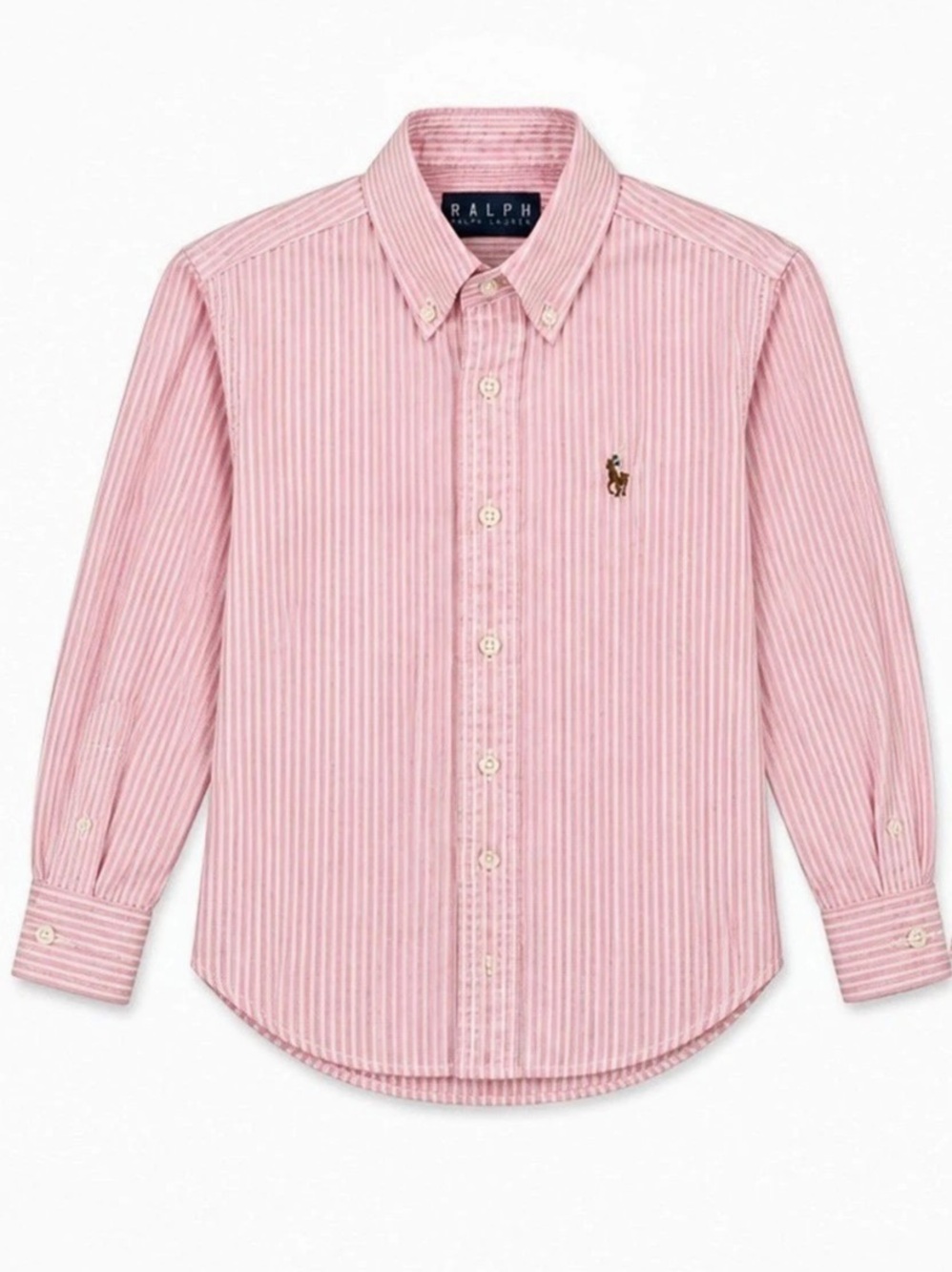 Ralph Lauren Pink Striped Button Down Shirt Pink & White Striped Button Down